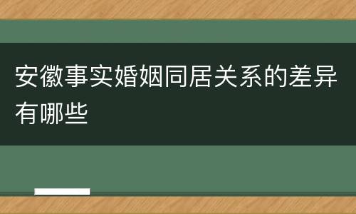 安徽事实婚姻同居关系的差异有哪些