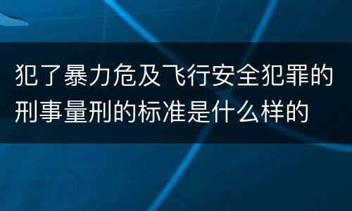 犯了暴力危及飞行安全犯罪的刑事量刑的标准是什么样的