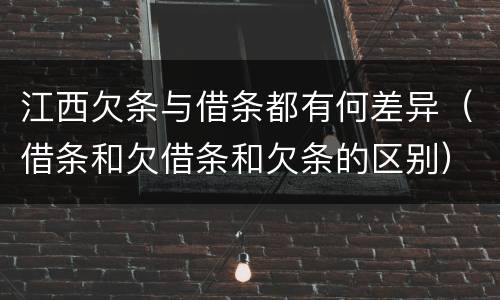 江西欠条与借条都有何差异（借条和欠借条和欠条的区别）
