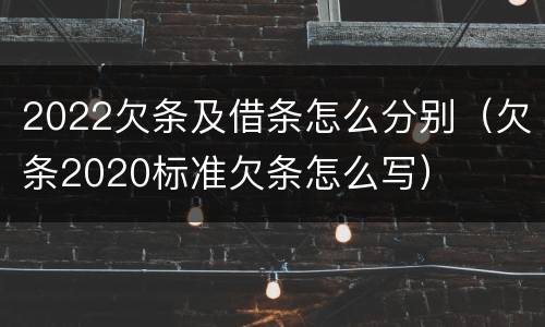 2022欠条及借条怎么分别（欠条2020标准欠条怎么写）