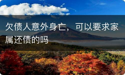 欠债人意外身亡，可以要求家属还债的吗