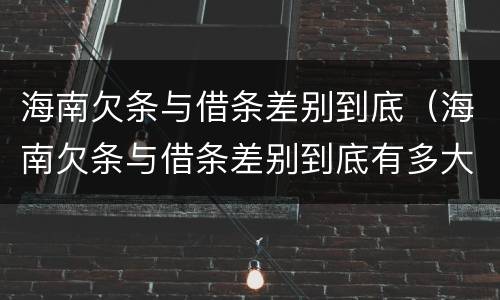 海南欠条与借条差别到底（海南欠条与借条差别到底有多大）