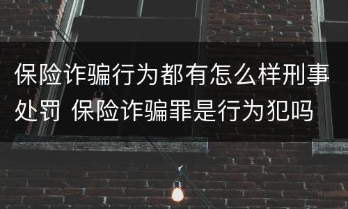 保险诈骗行为都有怎么样刑事处罚 保险诈骗罪是行为犯吗