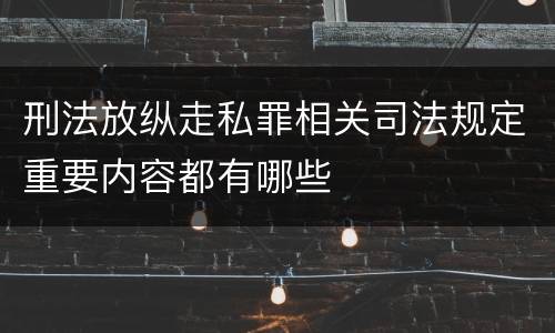 刑法放纵走私罪相关司法规定重要内容都有哪些