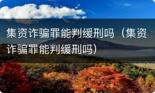 集资诈骗罪能判缓刑吗（集资诈骗罪能判缓刑吗）