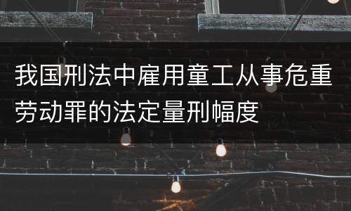 我国刑法中雇用童工从事危重劳动罪的法定量刑幅度