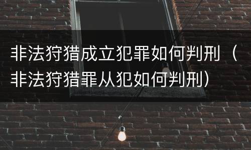 非法狩猎成立犯罪如何判刑（非法狩猎罪从犯如何判刑）