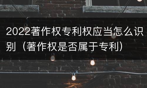 2022著作权专利权应当怎么识别（著作权是否属于专利）