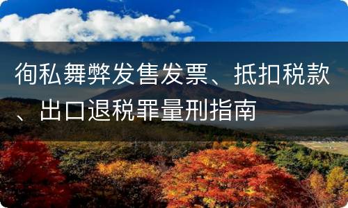 徇私舞弊发售发票、抵扣税款、出口退税罪量刑指南
