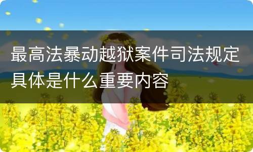最高法暴动越狱案件司法规定具体是什么重要内容