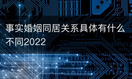 事实婚姻同居关系具体有什么不同2022