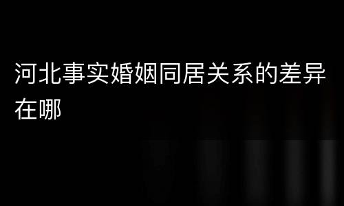 河北事实婚姻同居关系的差异在哪
