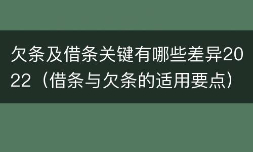 欠条及借条关键有哪些差异2022（借条与欠条的适用要点）