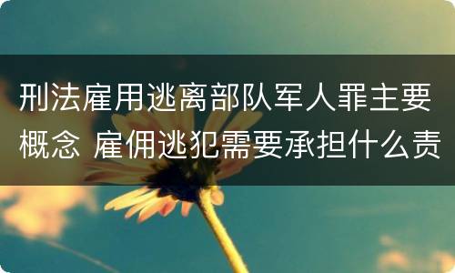 刑法雇用逃离部队军人罪主要概念 雇佣逃犯需要承担什么责任