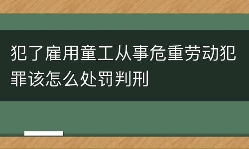 犯了雇用童工从事危重劳动犯罪该怎么处罚判刑