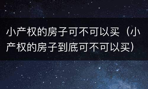 小产权的房子可不可以买（小产权的房子到底可不可以买）