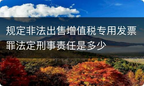 规定非法出售增值税专用发票罪法定刑事责任是多少