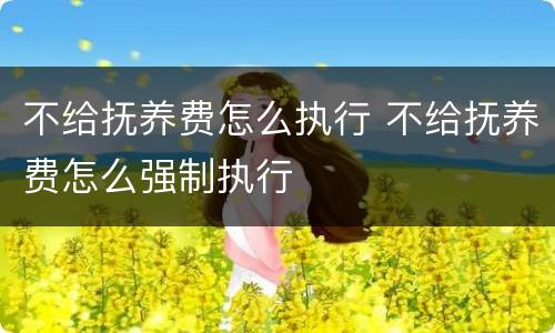 不给抚养费怎么执行 不给抚养费怎么强制执行
