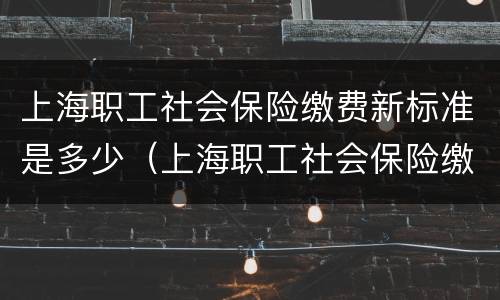 上海职工社会保险缴费新标准是多少（上海职工社会保险缴费新标准是多少钱）