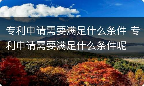 专利申请需要满足什么条件 专利申请需要满足什么条件呢
