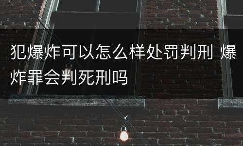 犯爆炸可以怎么样处罚判刑 爆炸罪会判死刑吗