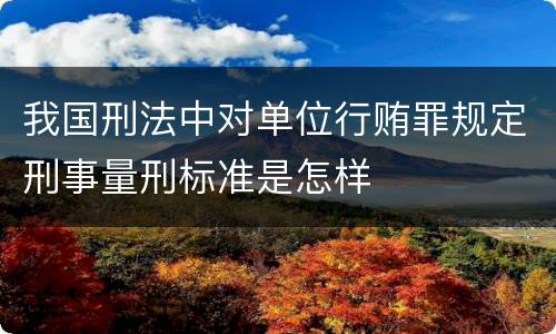 我国刑法中对单位行贿罪规定刑事量刑标准是怎样