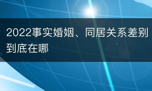 2022事实婚姻、同居关系差别到底在哪