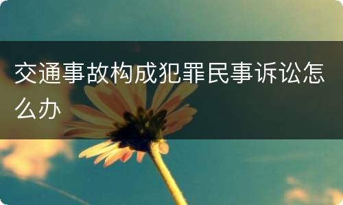 交通事故构成犯罪民事诉讼怎么办