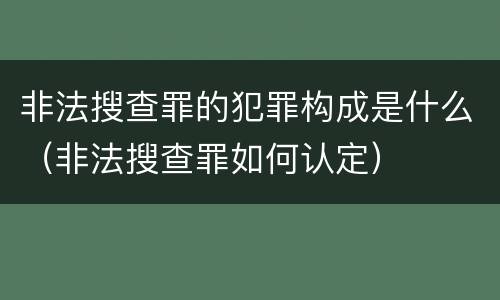 非法搜查罪的犯罪构成是什么（非法搜查罪如何认定）