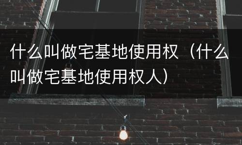 什么叫做宅基地使用权（什么叫做宅基地使用权人）