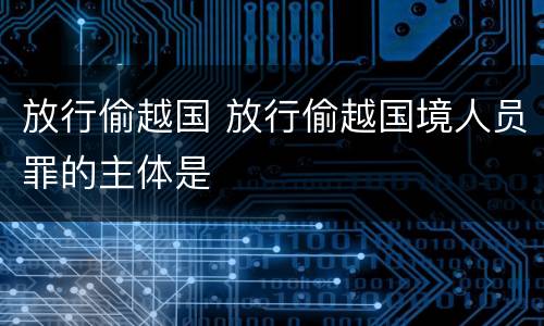 放行偷越国 放行偷越国境人员罪的主体是