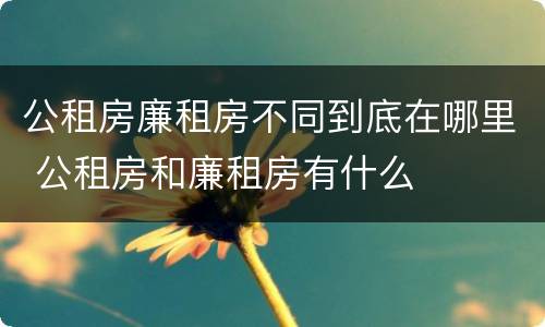 公租房廉租房不同到底在哪里 公租房和廉租房有什么