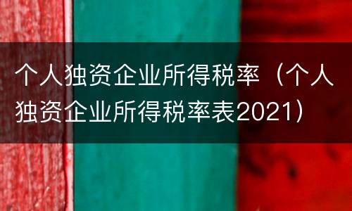 个人独资企业所得税率（个人独资企业所得税率表2021）