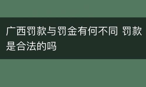 广西罚款与罚金有何不同 罚款是合法的吗