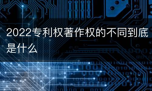 2022专利权著作权的不同到底是什么