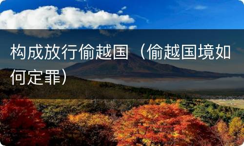 构成放行偷越国（偷越国境如何定罪）