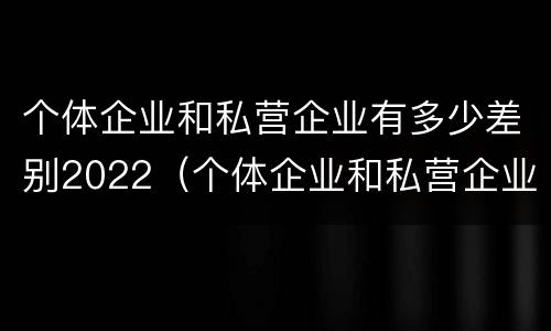 个体企业和私营企业有多少差别2022（个体企业和私营企业有什么区别）