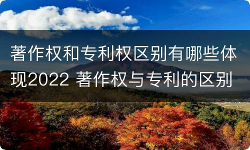 著作权和专利权区别有哪些体现2022 著作权与专利的区别