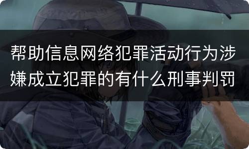 帮助信息网络犯罪活动行为涉嫌成立犯罪的有什么刑事判罚