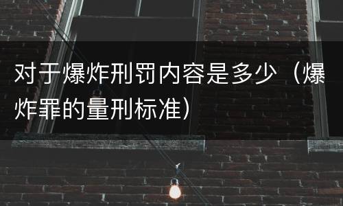 对于爆炸刑罚内容是多少（爆炸罪的量刑标准）