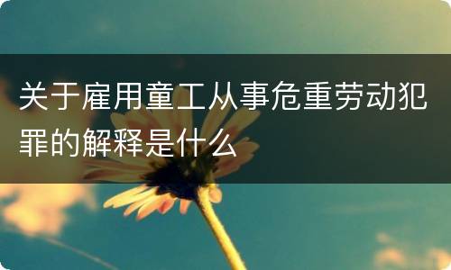 关于雇用童工从事危重劳动犯罪的解释是什么