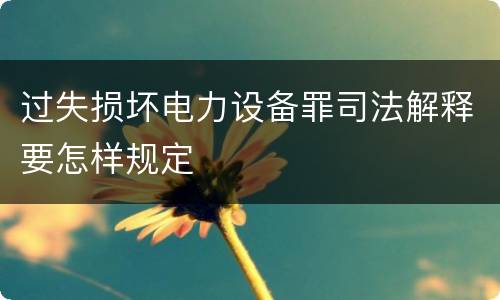 过失损坏电力设备罪司法解释要怎样规定