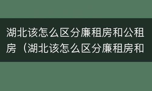 湖北该怎么区分廉租房和公租房（湖北该怎么区分廉租房和公租房呢）