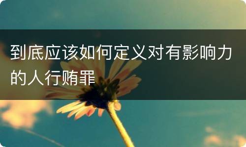 到底应该如何定义对有影响力的人行贿罪