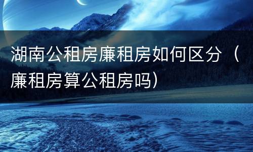 湖南公租房廉租房如何区分（廉租房算公租房吗）