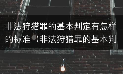 非法狩猎罪的基本判定有怎样的标准（非法狩猎罪的基本判定有怎样的标准呢）