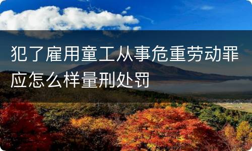 犯了雇用童工从事危重劳动罪应怎么样量刑处罚