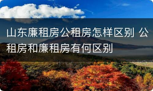 山东廉租房公租房怎样区别 公租房和廉租房有何区别
