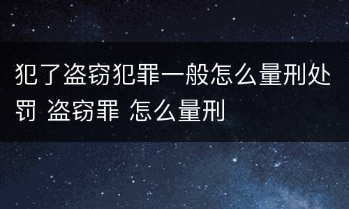 犯了盗窃犯罪一般怎么量刑处罚 盗窃罪 怎么量刑