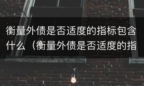 衡量外债是否适度的指标包含什么（衡量外债是否适度的指标有什么）